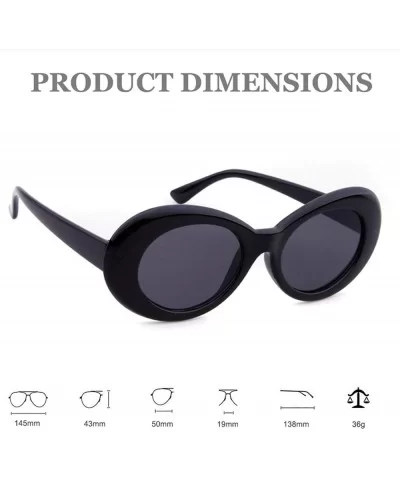 UV400 Clout Goggles Bold Retro Oval Mod Thick Frame Sunglasses - Black Frame&black Lens - CC18ITR4SIO $7.83 Round