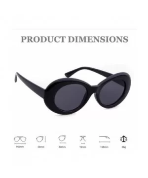 UV400 Clout Goggles Bold Retro Oval Mod Thick Frame Sunglasses - Black Frame&black Lens - CC18ITR4SIO $7.83 Round