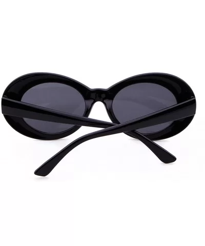 UV400 Clout Goggles Bold Retro Oval Mod Thick Frame Sunglasses - Black Frame&black Lens - CC18ITR4SIO $7.83 Round