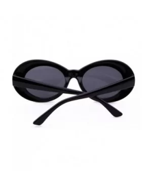 UV400 Clout Goggles Bold Retro Oval Mod Thick Frame Sunglasses - Black Frame&black Lens - CC18ITR4SIO $7.83 Round