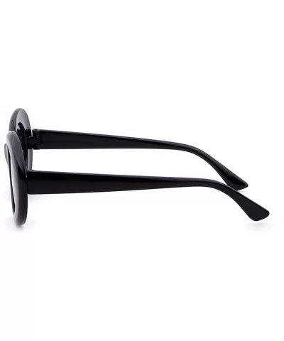 UV400 Clout Goggles Bold Retro Oval Mod Thick Frame Sunglasses - Black Frame&black Lens - CC18ITR4SIO $7.83 Round