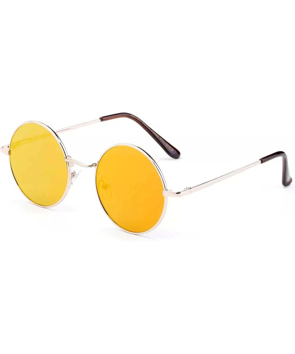 Newbee Fashion Inspired Mirrored Sunglasses - Gold/Orange - CP17XXQQRYQ $6.13 Round