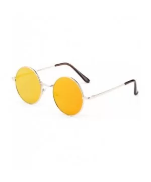 Newbee Fashion Inspired Mirrored Sunglasses - Gold/Orange - CP17XXQQRYQ $6.13 Round