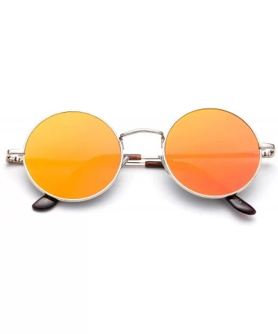 Newbee Fashion Inspired Mirrored Sunglasses - Gold/Orange - CP17XXQQRYQ $6.13 Round