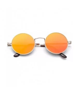 Newbee Fashion Inspired Mirrored Sunglasses - Gold/Orange - CP17XXQQRYQ $6.13 Round