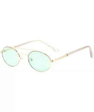 Retro Oval Color Lens Thin Frame Metal Top Bar Sunglasses - Green - CQ1987HLAWK $13.65 Oval