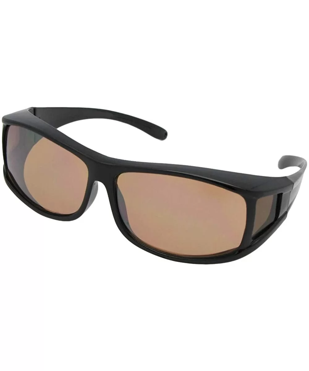 Medium Non Polarized Fit Over Sunglasses F11 - Black Frame-non Polarized Amber Lens - C118CQOZYT0 $16.27 Wrap