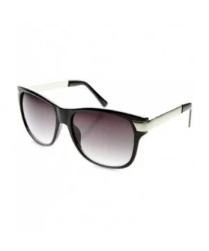 Premium High Fashion Metal Temple Mod Horn Rimmed Sunglasses - Black-silver Lavender - CX11XWW6N2J $6.44 Wayfarer