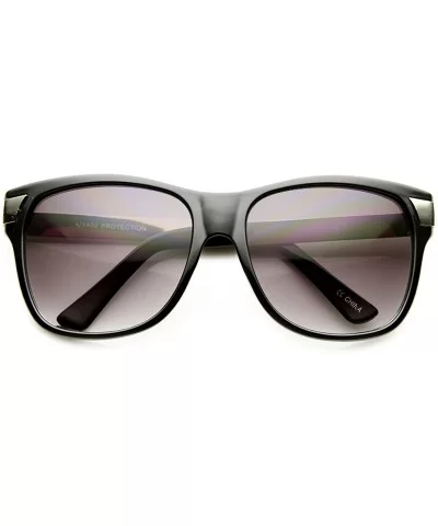 Premium High Fashion Metal Temple Mod Horn Rimmed Sunglasses - Black-silver Lavender - CX11XWW6N2J $6.44 Wayfarer