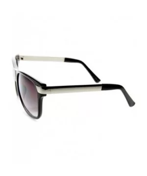 Premium High Fashion Metal Temple Mod Horn Rimmed Sunglasses - Black-silver Lavender - CX11XWW6N2J $6.44 Wayfarer