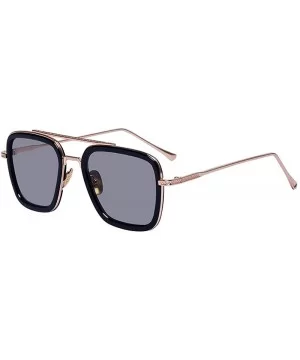 Retro Aviator Square Iron Man Sunglasses Tony Stark Glasses Eyewear Metal Frame for Men Women - CD18WHG2RHL $4.66 Square