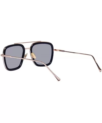 Retro Aviator Square Iron Man Sunglasses Tony Stark Glasses Eyewear Metal Frame for Men Women - CD18WHG2RHL $4.66 Square