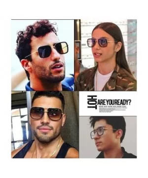 Retro Aviator Square Iron Man Sunglasses Tony Stark Glasses Eyewear Metal Frame for Men Women - CD18WHG2RHL $4.66 Square