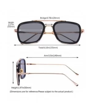 Retro Aviator Square Iron Man Sunglasses Tony Stark Glasses Eyewear Metal Frame for Men Women - CD18WHG2RHL $4.66 Square