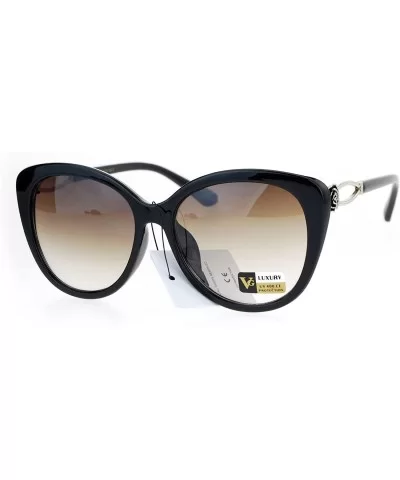 Womens Fashion Sunglasses Elegant Rose Design Butterfly Frame UV 400 - Black Silver (Beige) - CC186OXCOZW $7.65 Butterfly