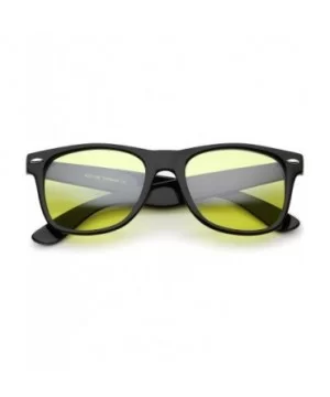 Retro Wide Temple Color Tinted Square Lens Horn Rimmed Sunglasses 54mm - Black / Yellow - CO12N4U6QS0 $7.80 Square