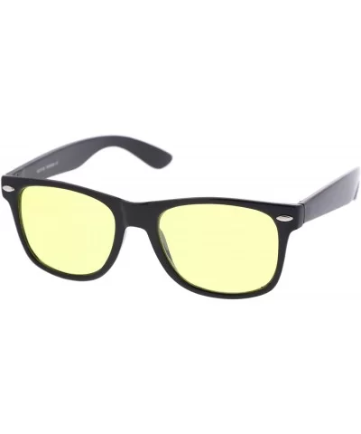 Retro Wide Temple Color Tinted Square Lens Horn Rimmed Sunglasses 54mm - Black / Yellow - CO12N4U6QS0 $7.80 Square