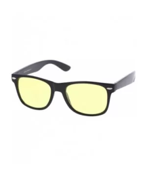 Retro Wide Temple Color Tinted Square Lens Horn Rimmed Sunglasses 54mm - Black / Yellow - CO12N4U6QS0 $7.80 Square