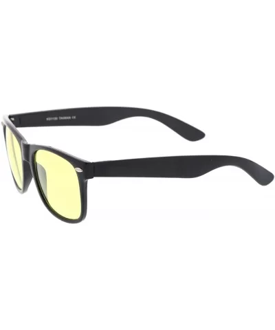 Retro Wide Temple Color Tinted Square Lens Horn Rimmed Sunglasses 54mm - Black / Yellow - CO12N4U6QS0 $7.80 Square