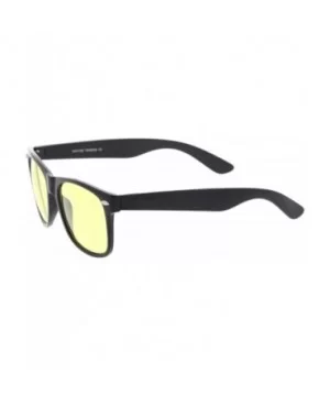 Retro Wide Temple Color Tinted Square Lens Horn Rimmed Sunglasses 54mm - Black / Yellow - CO12N4U6QS0 $7.80 Square