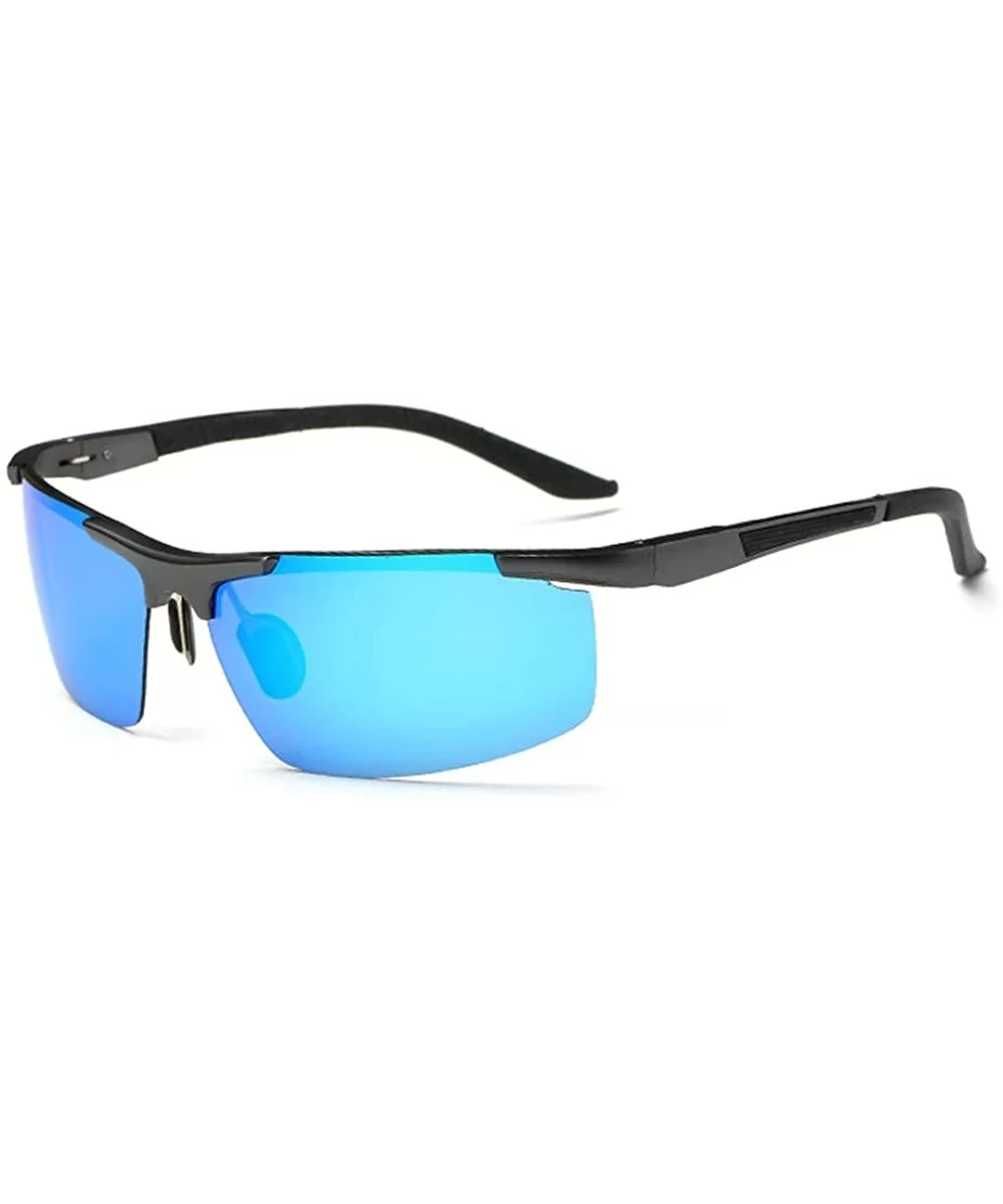 Men's Dark Mirrored Sunglasses Polarized- Rectangular Rimless Sun Eyewear Fashion for Outdoor Sport - CB196AU6IAS $20.05 Rimless