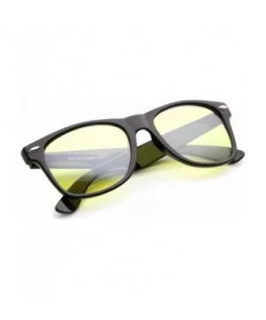 Retro Wide Temple Color Tinted Square Lens Horn Rimmed Sunglasses 54mm - Black / Yellow - CO12N4U6QS0 $7.80 Square