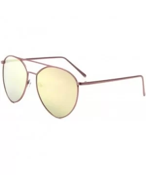 Color Mirror Rounded Triangular Aviator Sunglasses - Gold - C5190K9966E $12.69 Aviator