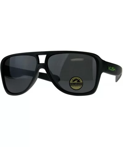 Polarized Lens Kush Sunglasses Mens Matte Black Racer Frame UV 400 - Black/Green - CF18KOSZ3Z2 $6.53 Sport