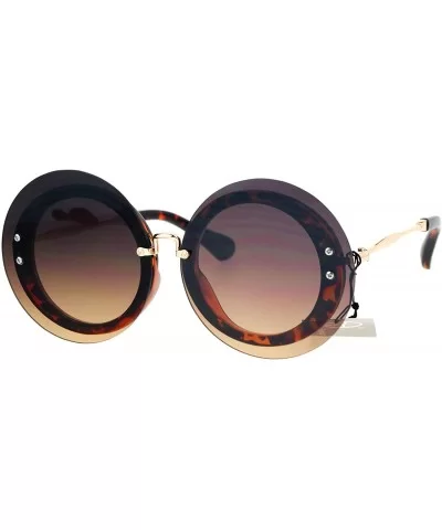 Womens Sunglasses Round Circle Oversized Lens Over Frame UV 400 - Tortoise (Brown Smoke) - CE1848KYMMO $9.25 Round