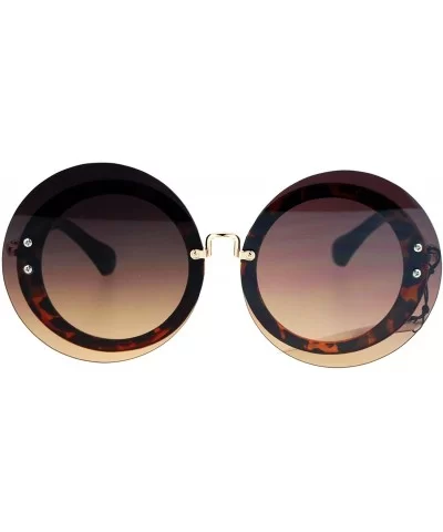 Womens Sunglasses Round Circle Oversized Lens Over Frame UV 400 - Tortoise (Brown Smoke) - CE1848KYMMO $9.25 Round