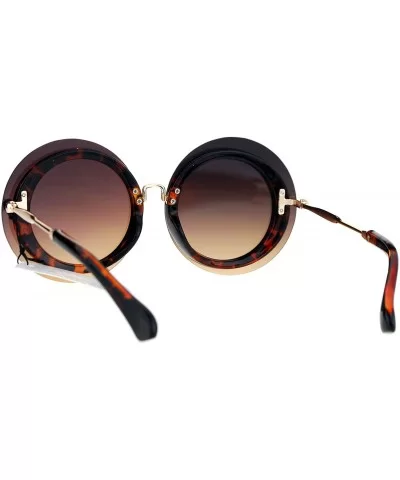 Womens Sunglasses Round Circle Oversized Lens Over Frame UV 400 - Tortoise (Brown Smoke) - CE1848KYMMO $9.25 Round