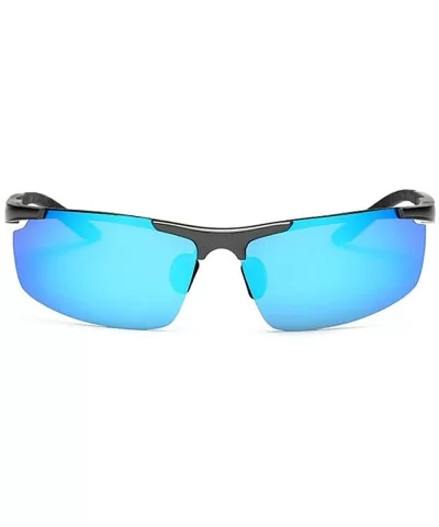 Men's Dark Mirrored Sunglasses Polarized- Rectangular Rimless Sun Eyewear Fashion for Outdoor Sport - CB196AU6IAS $20.05 Rimless