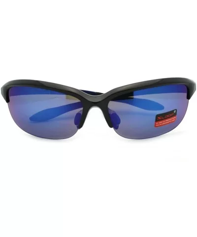 Mens Light Baseball Half Rim Sports Warp Plastic Frame Sunglasses - Blue - C611LUNFH0V $7.12 Sport