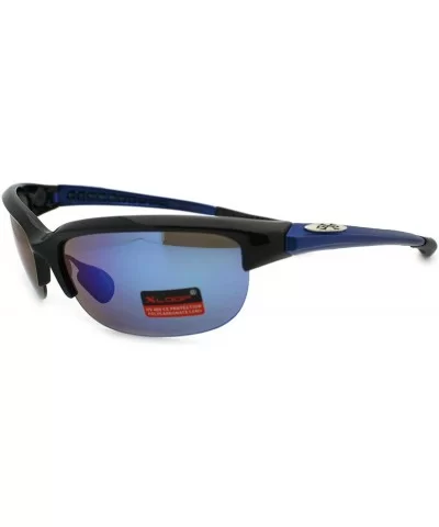 Mens Light Baseball Half Rim Sports Warp Plastic Frame Sunglasses - Blue - C611LUNFH0V $7.12 Sport