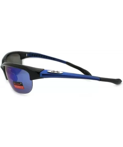 Mens Light Baseball Half Rim Sports Warp Plastic Frame Sunglasses - Blue - C611LUNFH0V $7.12 Sport