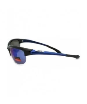 Mens Light Baseball Half Rim Sports Warp Plastic Frame Sunglasses - Blue - C611LUNFH0V $7.12 Sport