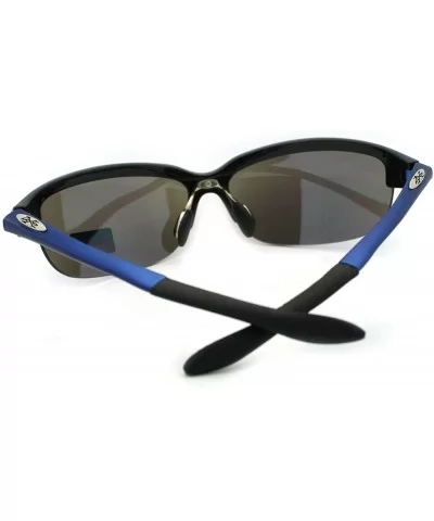 Mens Light Baseball Half Rim Sports Warp Plastic Frame Sunglasses - Blue - C611LUNFH0V $7.12 Sport