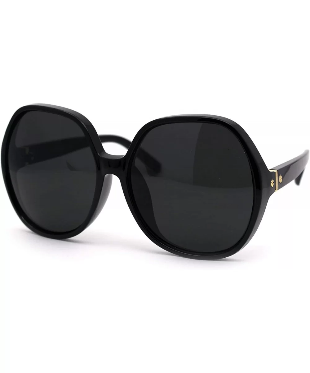 Womens Minimal Oversize Round Butterfly Designer Sunglasses - All Black - CV1956SGECI $10.03 Butterfly