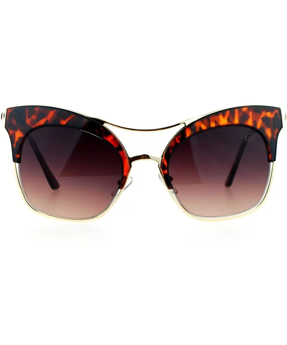 Retro Luxury Diva Runway Womens Half Rim Cat Eye Sunglasses - Tortoise - CE12D7IOONH $9.52 Cat Eye