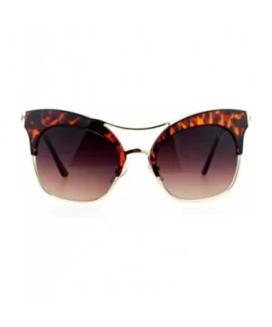 Retro Luxury Diva Runway Womens Half Rim Cat Eye Sunglasses - Tortoise - CE12D7IOONH $9.52 Cat Eye