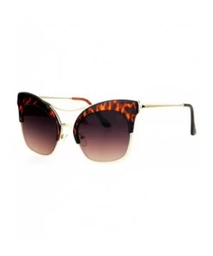 Retro Luxury Diva Runway Womens Half Rim Cat Eye Sunglasses - Tortoise - CE12D7IOONH $9.52 Cat Eye