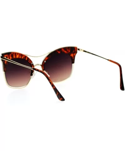 Retro Luxury Diva Runway Womens Half Rim Cat Eye Sunglasses - Tortoise - CE12D7IOONH $9.52 Cat Eye