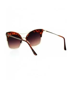 Retro Luxury Diva Runway Womens Half Rim Cat Eye Sunglasses - Tortoise - CE12D7IOONH $9.52 Cat Eye