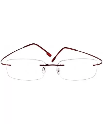 Memory Titanium Frameless Lightweight Reading Glasses Hingeless Flexibled Frames for Mens Womens - Red - CU18QSLODO8 $11.45 S...