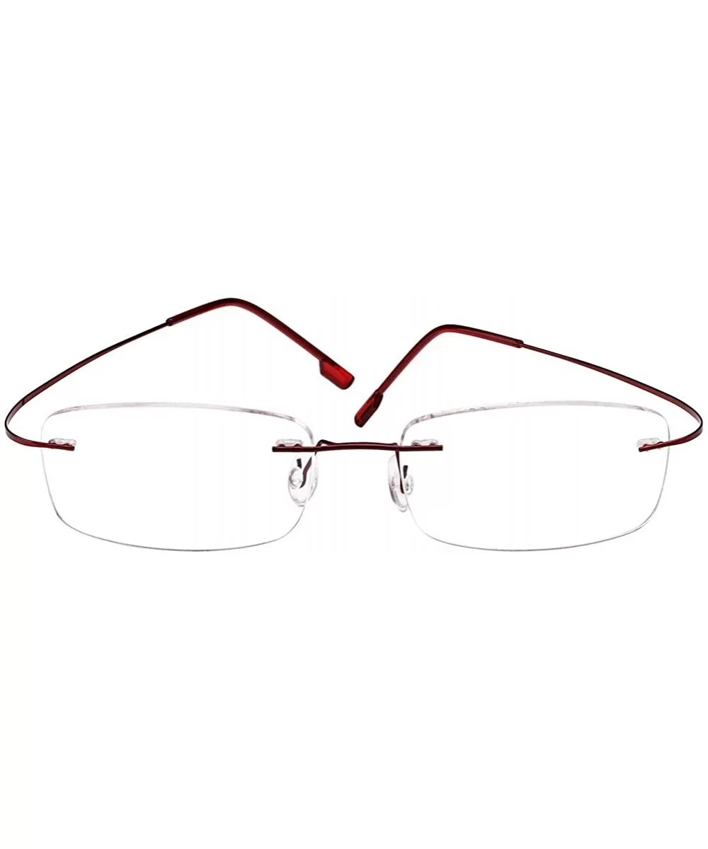 Memory Titanium Frameless Lightweight Reading Glasses Hingeless Flexibled Frames for Mens Womens - Red - CU18QSLODO8 $11.45 S...