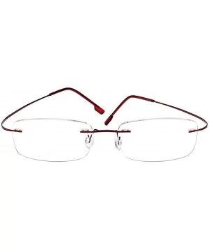 Memory Titanium Frameless Lightweight Reading Glasses Hingeless Flexibled Frames for Mens Womens - Red - CU18QSLODO8 $11.45 S...