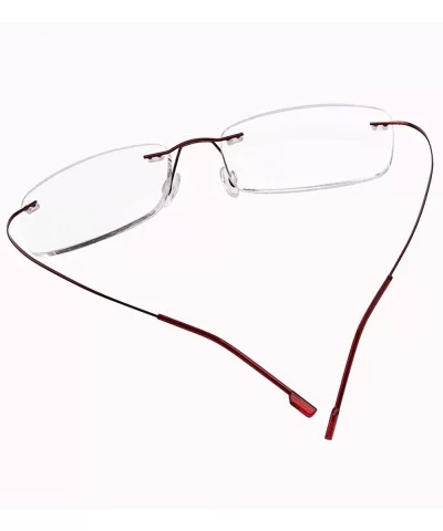 Memory Titanium Frameless Lightweight Reading Glasses Hingeless Flexibled Frames for Mens Womens - Red - CU18QSLODO8 $11.45 S...