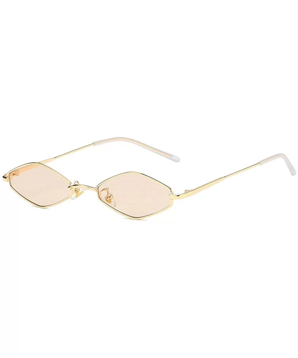 New retro square metal small frame fashion diamond ocean piece unisex party sunglasses - Champagne - CZ18YM0GXES $9.41 Square