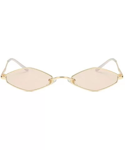 New retro square metal small frame fashion diamond ocean piece unisex party sunglasses - Champagne - CZ18YM0GXES $9.41 Square