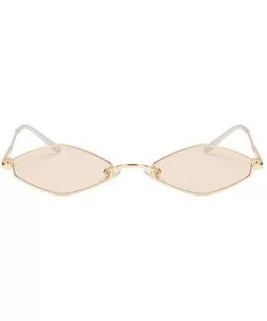 New retro square metal small frame fashion diamond ocean piece unisex party sunglasses - Champagne - CZ18YM0GXES $9.41 Square